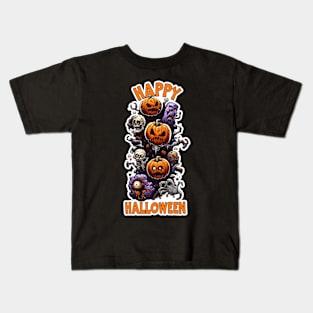 Scary Pumpkins And Skulls, Spooky, Horror, Halloween Kids T-Shirt